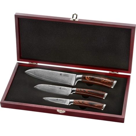 Set de 3 Couteaux de Cuisine en Acier de Damas, Noyau VG10 (1/5)