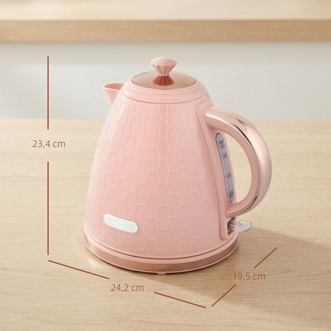 Bouilloire électrique, 1,7 L, ébullition rapide, 2,2 kW, sans fil, avec filtre anticalcaire amovible, rose clair (1/5)
