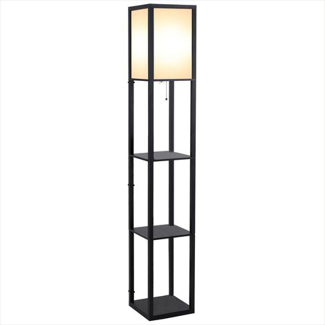 Lampe de table Lampadaire 2-en-1 avec étagères noir 26 x 26 x (1/5)