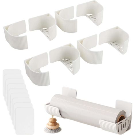 (4 Paires) Film Alimentaire Support Rangement Porte, Organisateur de Papier Aluminium, Distributeur de Sacs Poubelle pour Armoire Rangement (1/4)
