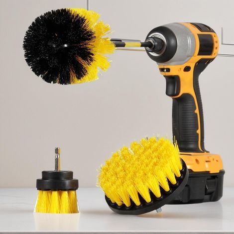 Set of 4 Electric Brushes, Extended Attachment, Cleaning Floors, Bathtubs, Showers, Tiles, Kitchens (1/5)