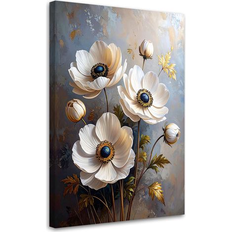 Tableaux, Anémones beiges fleurs plantes nature,20x30 (1/4)