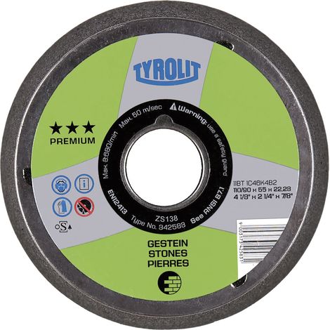 TYROLIT Schleiftopf kegelig Premium 110/90 x 55 Aufnahme M14 Korn 16 Gestein