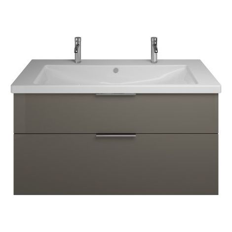 burgbad Eqio lavabo en céramique avec 2 trous pour robinetterie, (1/3)