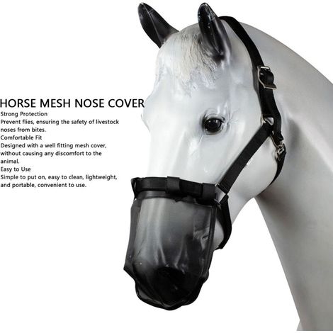 Masque Anti-Mouches pour Cheval en Tissu Mesh, Masque Protège-Nez Confortable, Adaptable et Facile à Porter - Pour la Protection du Livestock (1/4)