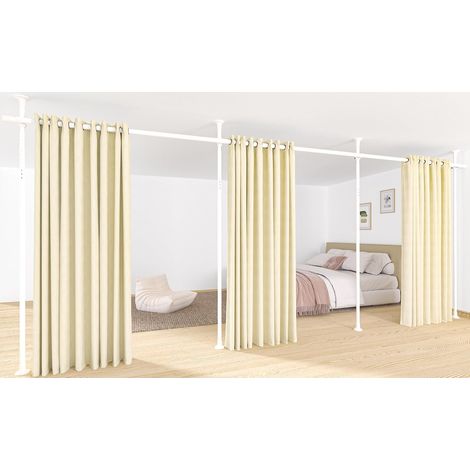 3 Part Room Divider, Curtain Rod Without Curtain, Adjustable Room Divider or Curtain Rod, Privacy Screen for Living Room, Bedroom, 420 x 317 cm (W x H) (1/5)