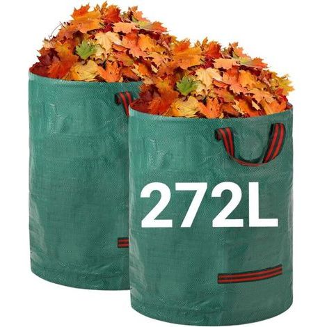 Robuste Gartensäcke – 2 x 2 wiederverwendbare Gartensäcke mit Griffen (272 l) – Industriegewebe für Laub, Abfall und Gartenabfälle – wasserdichte Gartensäcke (1/4)