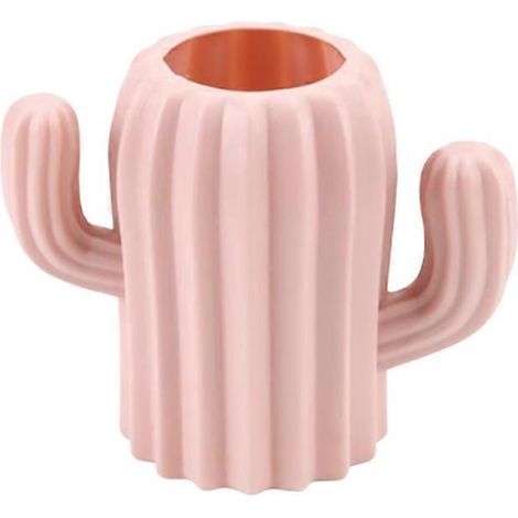 Porte-stylo de bureau délicat en forme de cactus, étui à pinceaux de maquillage créatif, adorable boîte de rangement pour fournitures scolaires (rose)-13.511.5CM-Pink (1/3)