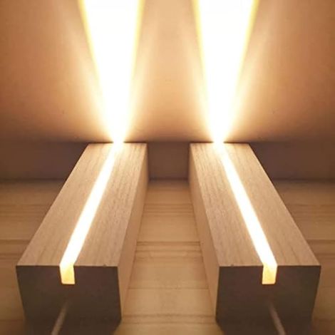 Base d'affichage de lumière LED rectangulaire, Support d'affichage de lumières LED en Bois de 15 cm, Support de Base éclairé en Bois pour Plaque Acrylique (1/5)