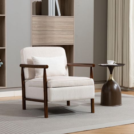 Fauteuil 1806, Fauteuil d'appoint moderne de style médiéval avec structure en bois, fauteuil rembourré pour salon avec soutien lombaire, fauteuil de lecture pour chambre et véranda (1/5)