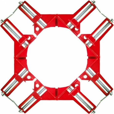 90°-Winkelklemme, 4-teiliges verstellbares Winkel-Schraubstock-Set für Holzbearbeitung, rote Winkelklemme für Keil-Holzbearbeitung und Schweißarbeiten mit mehreren Bilderrahmen (1/5)