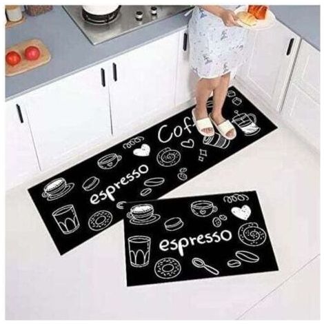 Lot de 2 Tapis de Cuisine antidérapants, Absorbe l'eau et l'huile, Résistant à la poussière (40 x 60 + 40 x 120 cm),de (1/5)