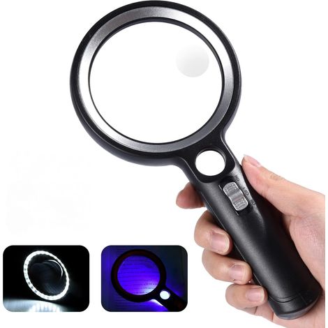 Leselupe mit 30 LEDs, 30-fache, 45-fache und 60-fache Vergrößerung mit Licht, 2 Beleuchtungsmodi, beleuchtete Lupe zum Lesen, für Schmuck, Senioren, Sehbehinderte, Beobachtungen und Bastelarbeiten