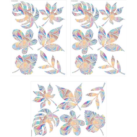 Lot de 3 autocollants colorés pour fenêtre, attrape-soleil, prisme arc-en-ciel, feuilles, autocollants électrostatiques en PVC pour verre (1/5)