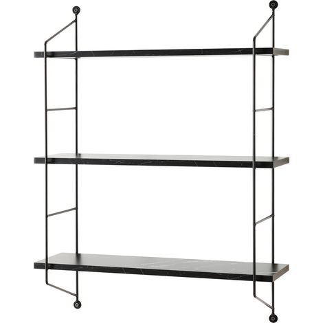 Estante de pared de 3 niveles 48 x 15 x 64 cm efecto mármol negro 030007065 (1/4)