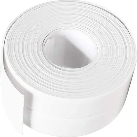 Joint Silicone Blanc Salle de Bain, Ruban d'étanchéité,Bande Etancheite Autocollanteétanche PE pour Baignoire,Douche,Toilettes,Cuisine,Evier,Sol,Mur,Coin de Protection-Blanc (1/5)