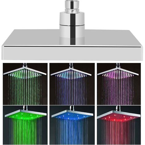 8-Zoll-Quadrat-Duschkopf mit 7-farbiger LED-Beleuchtung für ein romantisches Ambiente (1/5)