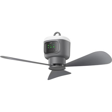 Ventilateur de plafond rechargeable USB grand format avec pales amovibles, veilleuse intégrée, capacité de 8000 mAh, pour usage domestique ou extérieur. (1/5)