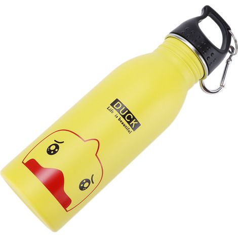 Bouteille Isotherme Acier Inoxydable pour Enfants Motif Canard Jaune - K601 (1/5)