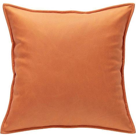 Housse de coussin décorative pour canapé, bordure ultra douce, taie d'oreiller décorative pour salon ou chambre, compatible avec canapé clic-clac, 50 x 50 cm, 2 pièces, orange (1/5)