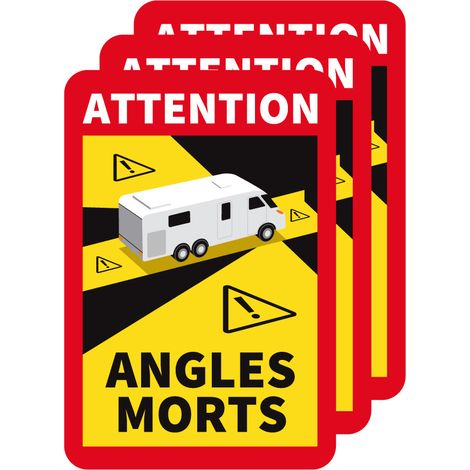 Autocollants Attention Angles Morts Camping.Car (M0379). Lot de 3 .  - Lot de 3 (1/5)