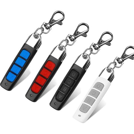 Télécommande Universelle 433MHz - Lot de 4 - Plastique Compact - Copie Codes Fixes et Tournants - Portail Garage Volet - Noir 6,7cm (1/5)