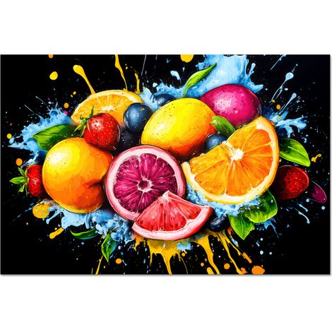 CRÉDENCE DE CUISINE Fruit - Graffiti - coloré - orange - fraise - abstrait 70x50 (1/5)