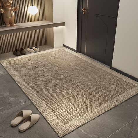 Tapis d'entrée moelleux antidérapant pour salon, chambre et couloir, motif géométrique, tapis épais tout usage 4 saisons, protecteur de sol, insonorisant, compatible sol chauffant, lavable, haute dens