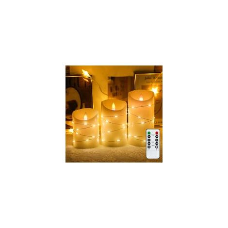 3 LED Bougies Sans Flamme, Lumières de Bougies, Bougies à Piles Piliers en Verre Blanc Pur Mode de Flamme de Mèche Scintillante Réaliste (1/5)