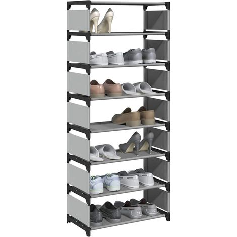 Schuhregal 8 Ebenen Grau 54x28x124 cm Vliesstoff