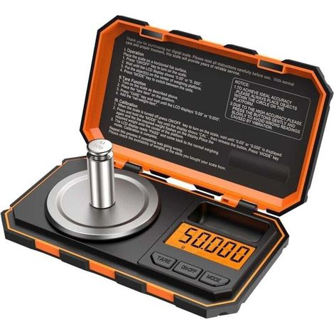 Balance de Cuisine, 50g/0.001g Balance de Poche Numérique, Balances Alimentaires de Précision 0,001 g, avec Étalonnage Poids 50g, Pince à Épiler, Fonction de Tare, LCD Rétroéclairé