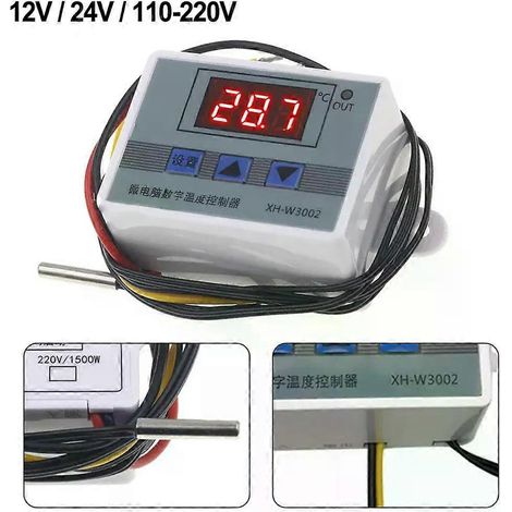 Digitaler LED-Temperaturregler, Thermostat, 12 V, 24 V, 220 V, Profi-Modell W3002 für Fischverarbeitungsmaschinen, Heimwerkerbedarf - JXLGV (1/4)