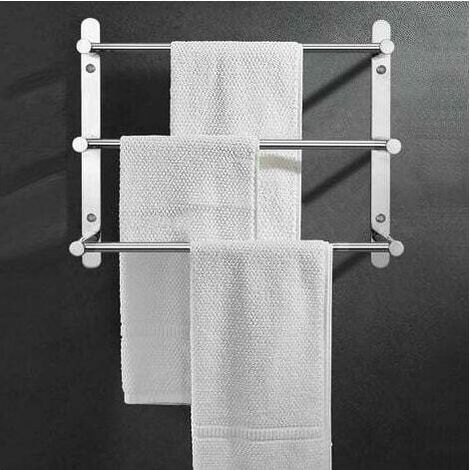 Porte-serviettes murale Multilayer 304 en acier inoxydable - 60 cm - Fixation murale - 3 barres - Pour salle de bain et cuisine (1/5)