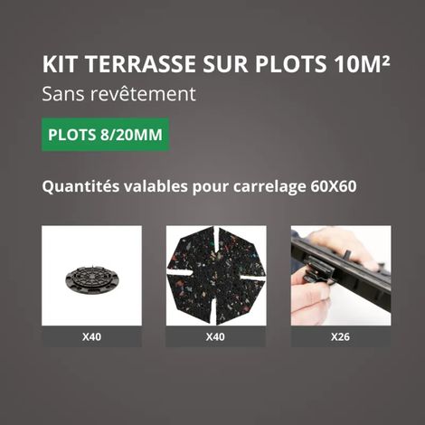 JOUPLAST - Kit per terrazza 10 m² - Supporti regolabili 8/20 mm