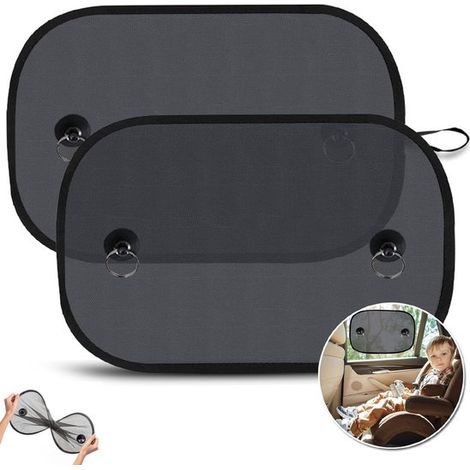 Parasol para coche de bebé 3644cm, 2 piezas, Protección solar coche, Protección UV bebés Protección solar ventana lateral, Autoadhesivo, Negro (1/5)