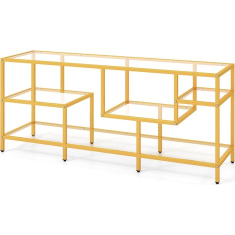 Supporto TV per televisori fino a 65 pollici 147 x 40 x 62 cm supporto robusto con elegante contenitore in metallo color oro 200012813