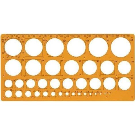 Trace-cercle - MAPED - 1-35mm - Orange-transparent - 39 cercles - Plastique résistant