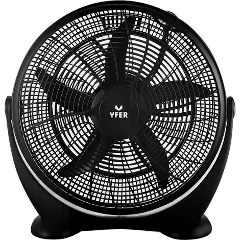 Ventilador de suelo industrial negro 50 cm 90W con rejilla de seguridad y 3 velocidades - INTHER