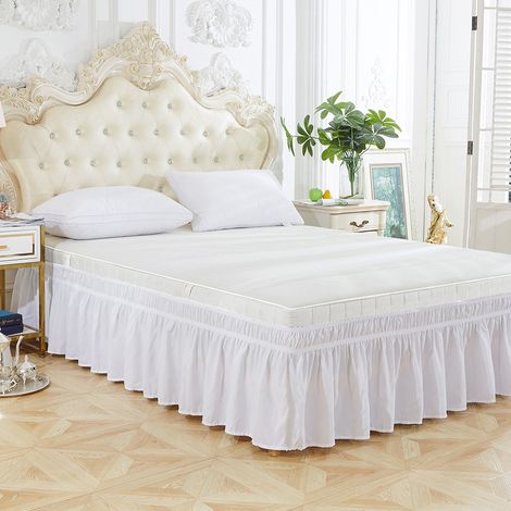 Jupe de lit élastique en polyester avec volants, facile à installer, couvre-lit et cantonnière (Queen) (1/5)