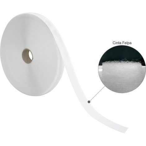 Nastro Velcro Peluche Con Adesivo Bianco Rotolo 25 metri
