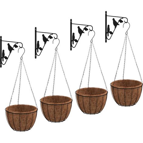 Set di 4 supporti versatili per cesti sospesi per giardino e terrazza 29,5 x 26 cm in acciaio nero 020055340
