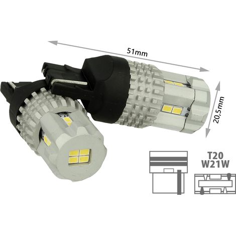 Lampada Led T20 7440 W21W 12 Smd 3020 Bianco Super Luminoso Luce Diurne Lancia Ypsilon Iveco Daily VW Touran Audi Q3