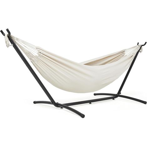 Hamac avec Support d'extérieur de Camping, Portable Extérieur en Toile pour Le Camping, la Plage et Les Voyages 200 kg Capacité de Charge,Beige