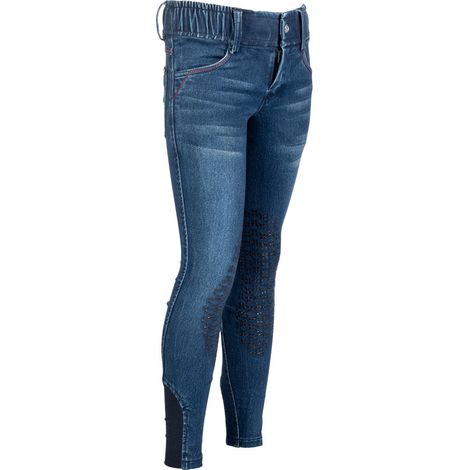 6/7 anni, Blu scuro: Mädchen-Reitjeans mit verstellbarem Gummibund und Silikon-Kniegriffen Haymee Denim Modell (1/5)