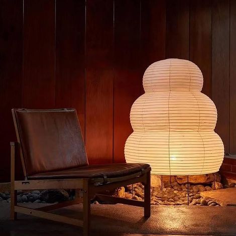 Lampadaire en Papier de Riz, Lampe de Chevet de Chambre à Coucher Japonaise, Les Lampes en Papier à lumière Douce, Facile à Assembler (1/5)