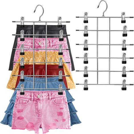 perchas para pantalones, perchas metálicas con gancho giratorio de 360°, perchas para faldas de mujer que ahorran espacio. (1/4)