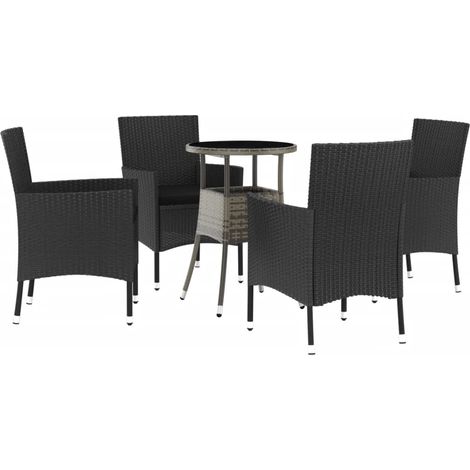 Maison Exclusive - 5-tlg. Garten-Bistro-Set mit Kissen Schwarz Po (1/5)