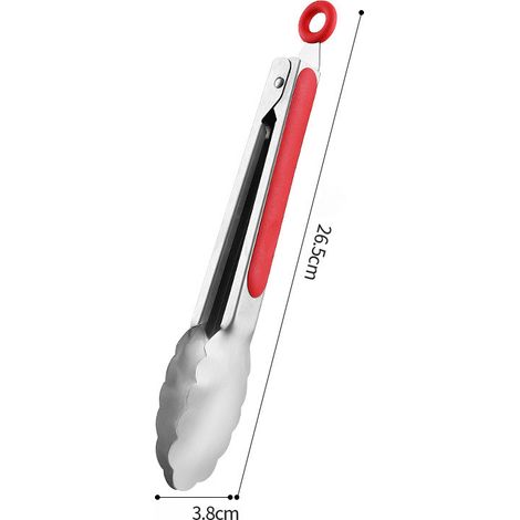 Küchenzange, rutschfeste Edelstahlzange, Steakzange, Grillzange, hitzebeständige Zange, Backzange, hochtemperaturbeständig, Grillzange, Kochzange, mit Aufhängeösen, 2er-Pack – 23 cm (1/5)