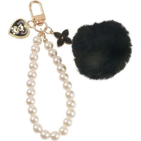 Porte-clés Kawaii Love Bear rose et noir avec pompon pour sac à main pour femme (1/4)
