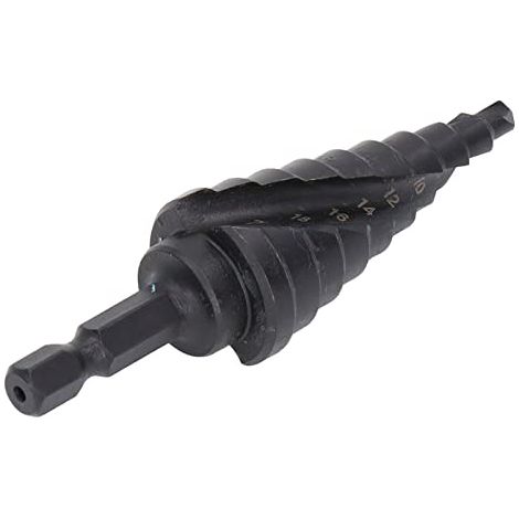 Milwaukee Ensemble de forêts étagés pour métal et acier, foret étagé HSS avec rainure spirale, alésage trou pagode, outil à tige hexagonal, noir, 10 étapes (4-22mm) - (1/5)